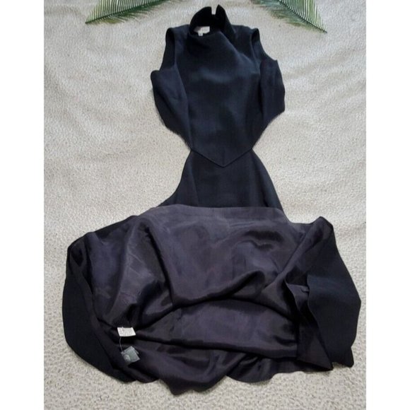 Lynn Lugo Women's Dress Cut Out Waist High Neck Sleeveless Black Size P - Picture 2 of 13